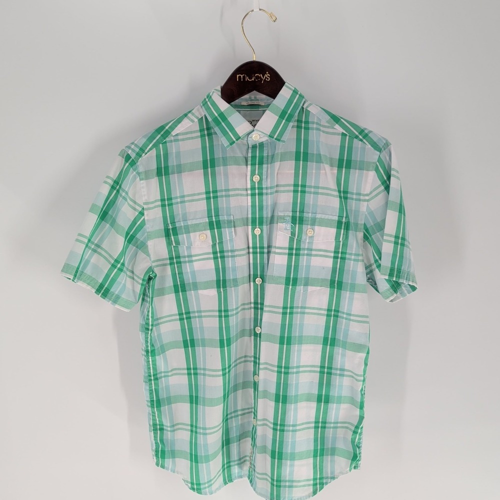 Original Penguin By Munsingwear Plaid Classic Button-Up Shirt Green White Size S
